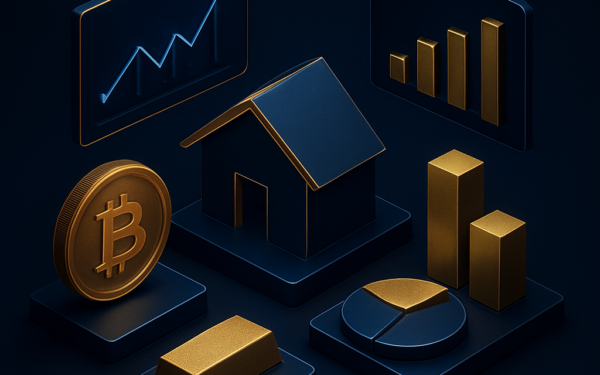 Illustration d'une plateforme de crowdfunding immobilier avec pièces de monnaie